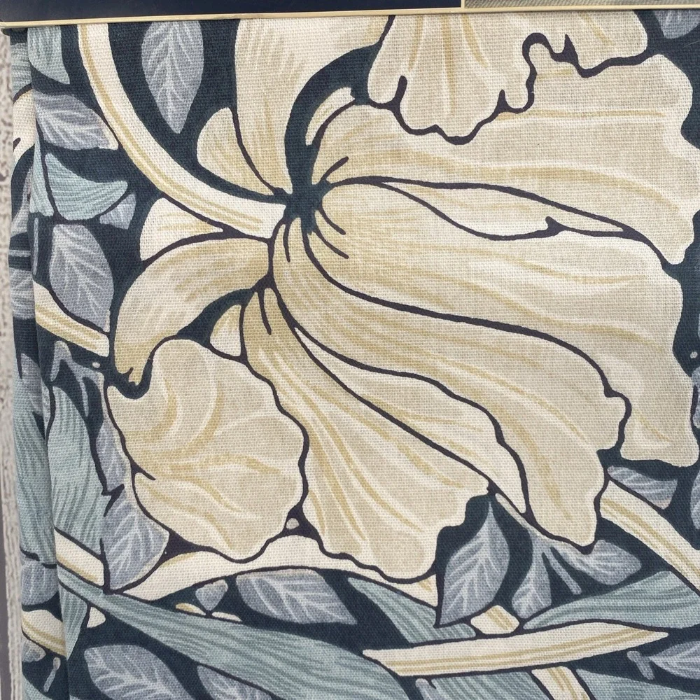 William Morris Curtain Panel Pair 50x84 Pimpernel Ink Navy Blue Floral Cotton